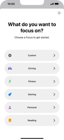 Press the required focus mode and follow the instructions on the screen to add the selected focus mode.