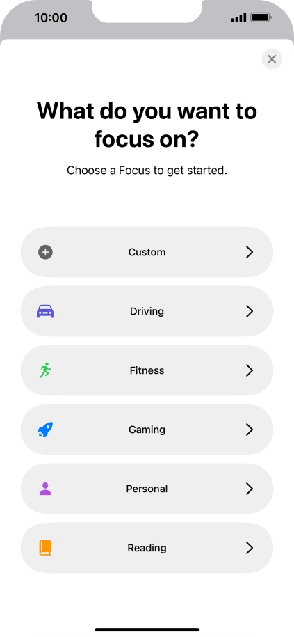 Press the required focus mode and follow the instructions on the screen to add the selected focus mode.