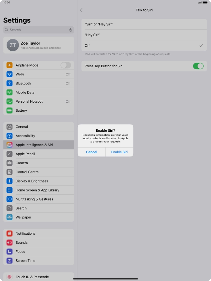 Press Enable Siri. Press Enable Siri.