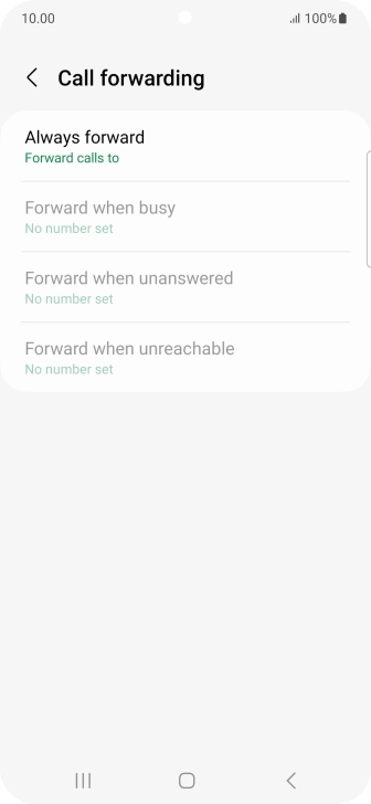 Press the required divert type. Press the required divert type.
