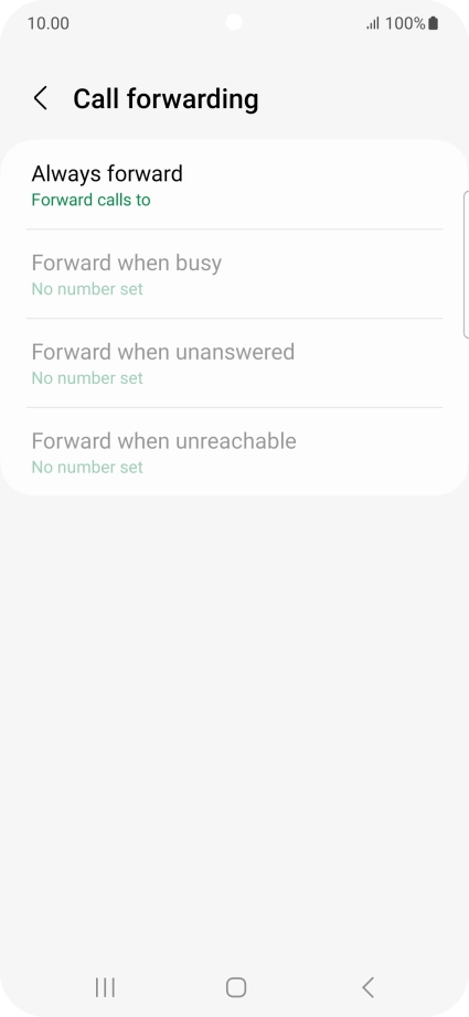 Press the required divert type. Press the required divert type.