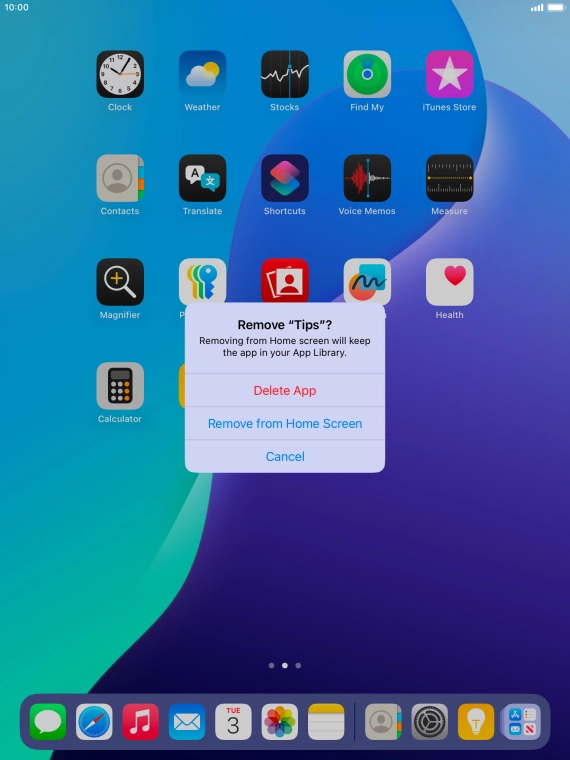 Press Delete App.