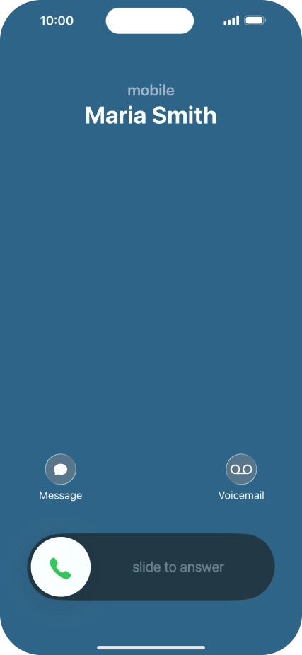 Press and drag the accept call icon right. Press and drag the accept call icon right.