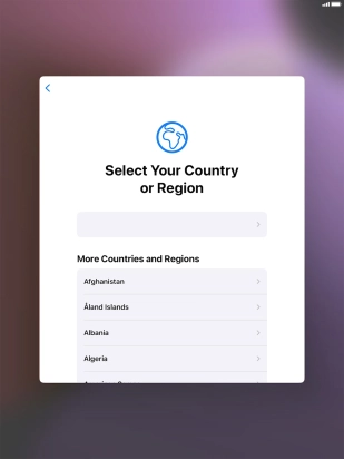 Press the required country or area. Press the required country or area.
