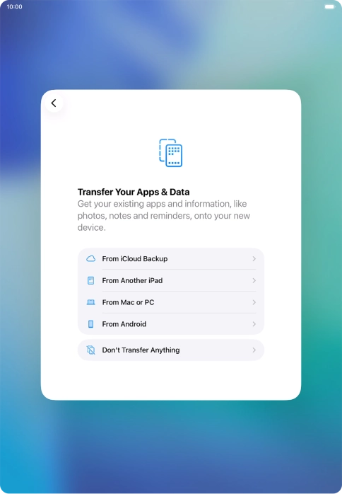 Press Don't Transfer Anything and follow the instructions on the screen to finish the activation.