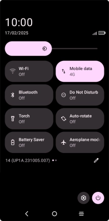 Press the flight mode icon to turn the function on or off.