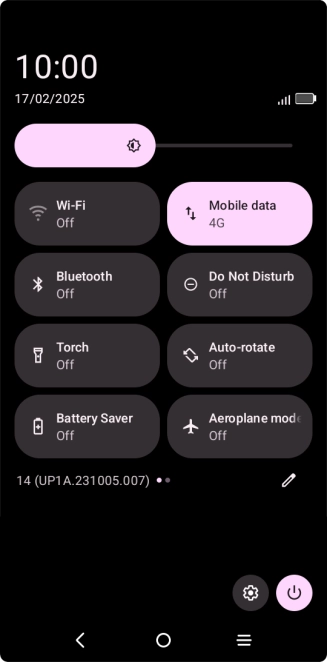 Press the flight mode icon to turn the function on or off.