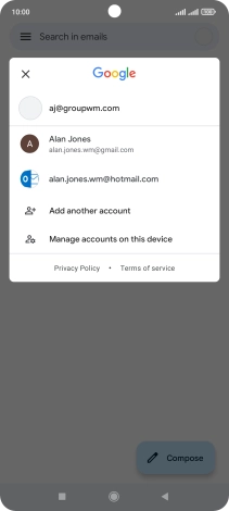Press the required email account.