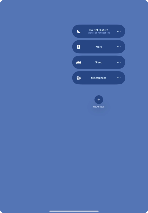 Press the required focus mode to activate or deactivate it immediately. Press the required focus mode to activate or deactivate it immediately.