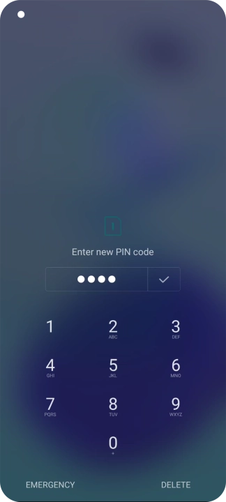 Key in a new four-digit PIN and press the confirm icon.