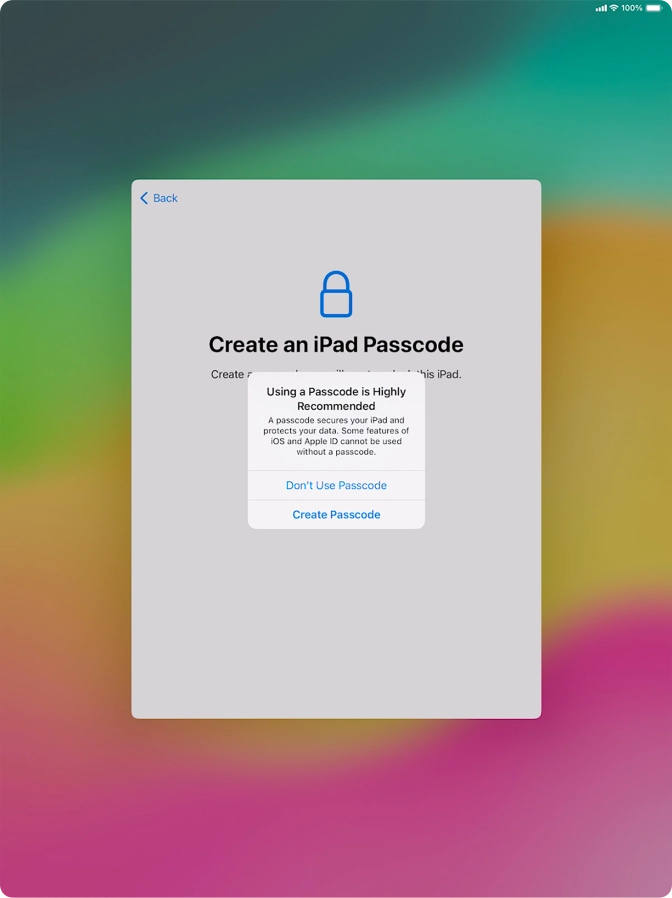 If you turn off the function, press Don't Use Passcode.