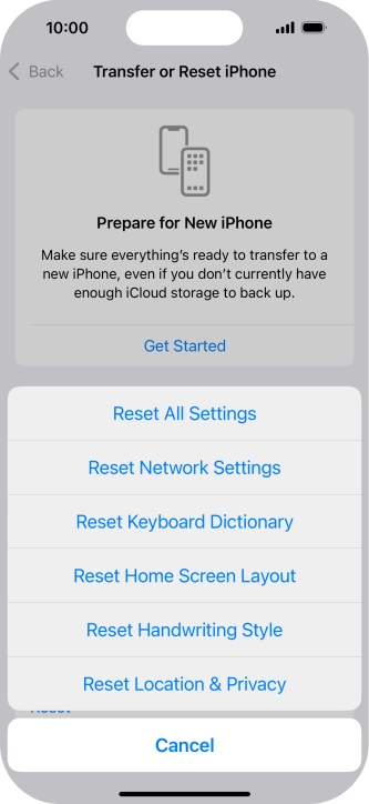 Press Reset Network Settings.