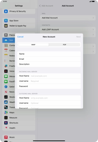 Press IMAP.