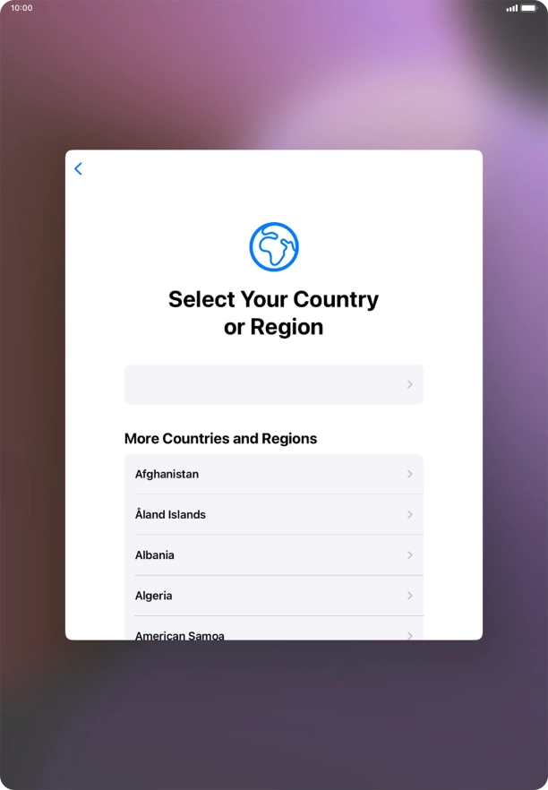 Press the required country or area.