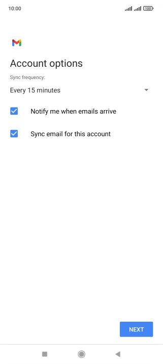 If this screen is displayed, you email account has been recognised and set up automatically. Follow the instructions on the screen to key in more information and finish setting up your phone.