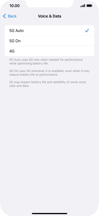 To turn on automatic switch between 5G and 4G, press 5G Auto. To turn on automatic switch between 5G and 4G, press 5G Auto.