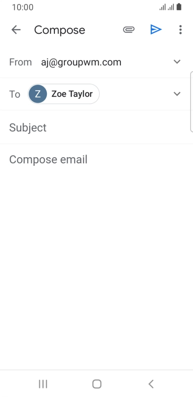 Press Subject and key in the subject for the email message.