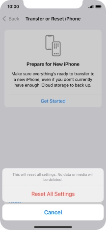 Press Reset All Settings. Press Reset All Settings.