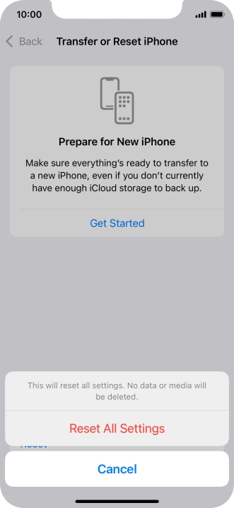Press Reset All Settings. Press Reset All Settings.