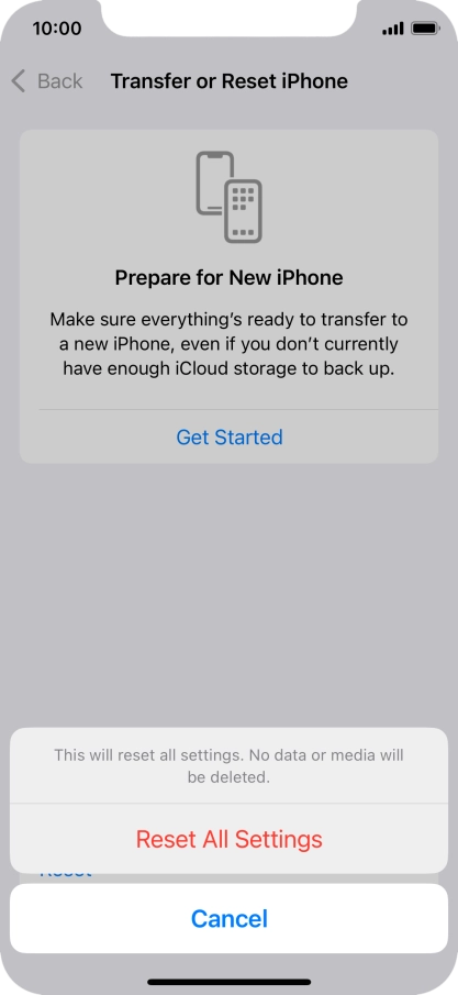 Press Reset All Settings. Press Reset All Settings.