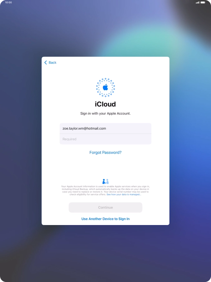 Press Required and key in the password for your Apple ID.