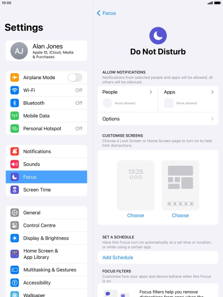 Press People and follow the instructions on the screen to select which contacts you would like to receive calls and notifications from when Do Not Disturb is turned on.