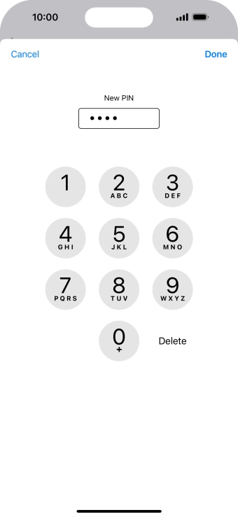 Key in a new four-digit PIN and press Done.