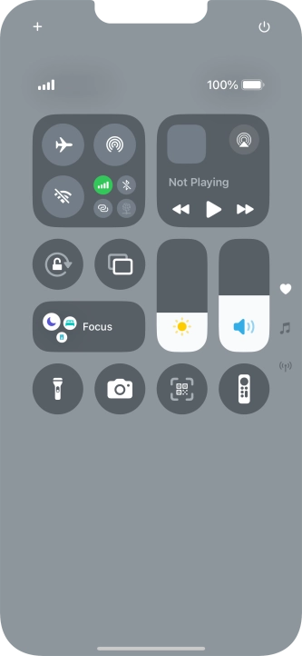Slide your finger up or down on the screen to select the required Control Centre page.