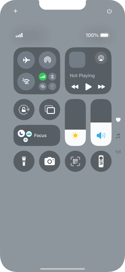 Slide your finger up or down on the screen to select the required Control Centre page.