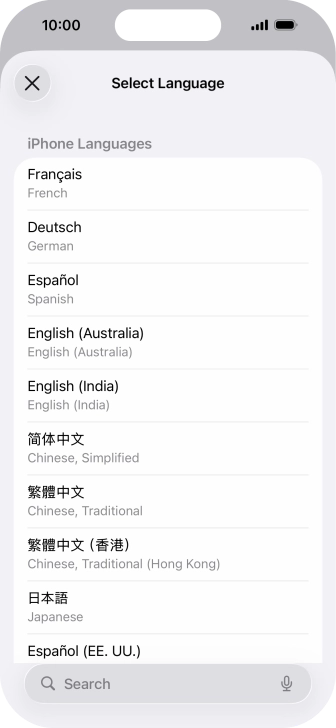 Press the required language.