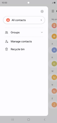 Press Manage contacts. Press Manage contacts.