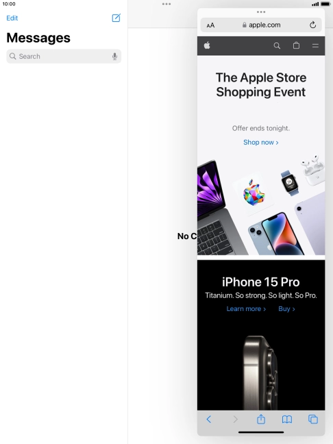 The application now displays on top of the other open application.