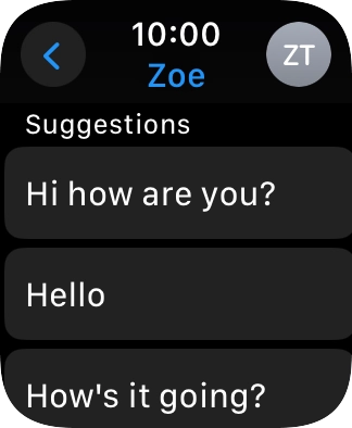Press the required quick reply. Press the required quick reply.