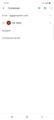 Press Subject and key in the subject for the email message.
