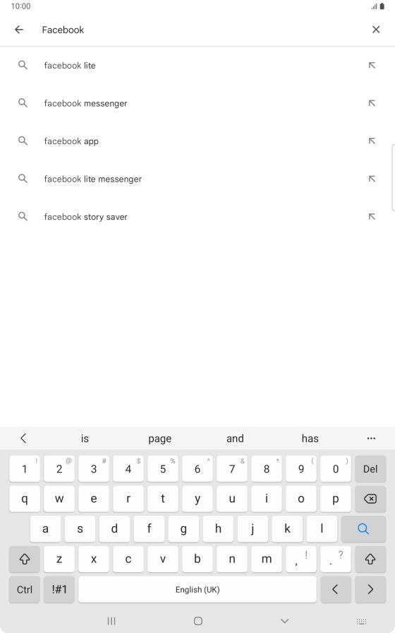Key in Facebook and press the search icon. Key in Facebook and press the search icon.