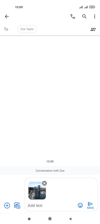 Press the text input field and write the text for your picture message.