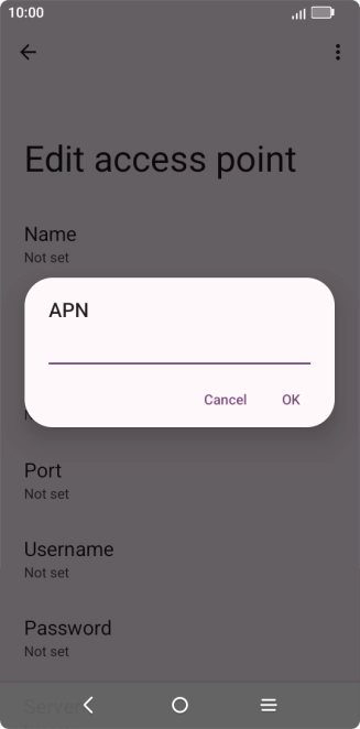Key in wap.vodafone.co.uk and press OK.