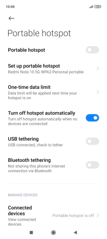 Press Set up portable hotspot. Press Set up portable hotspot.