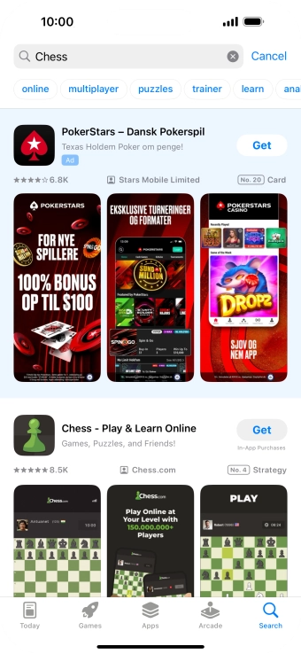 Press the required app.