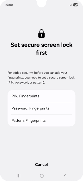 Press the required phone lock code and follow the instructions on the screen to create an additional phone lock code.