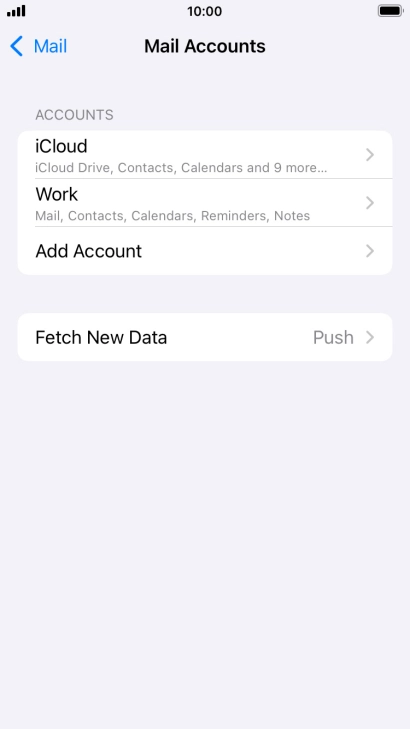 Press the name of the Exchange email account you've just set up.