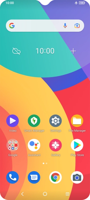The flight mode icon shows that flight mode is turned on.