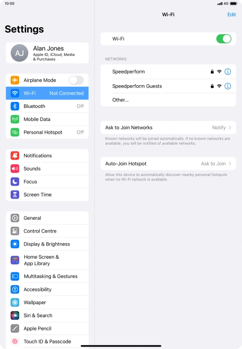 Press the required Wi-Fi network and key in the password for the Wi-Fi network.