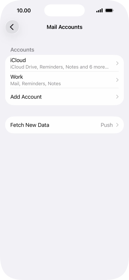 Press the name of the Exchange email account you've just set up.
