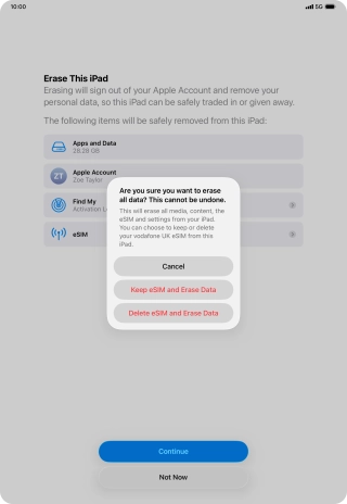 Press the required setting.