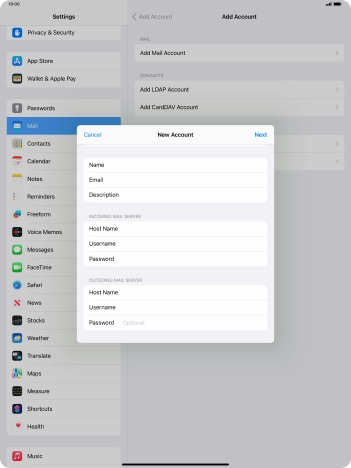 Press Password and key in the password for your email account. Press Password and key in the password for your email account.