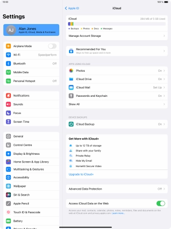 Press iCloud Drive.