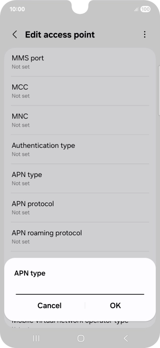 Key in default and press OK.