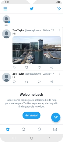 Press the new tweet icon. Press the new tweet icon.