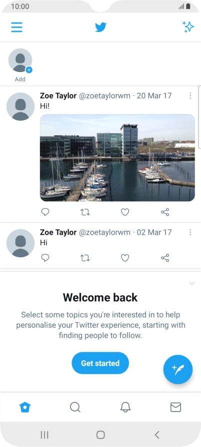 Press the new tweet icon. Press the new tweet icon.